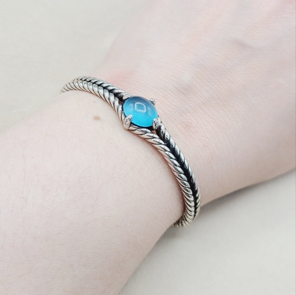 David Yurman Chatelaine Blue Topaz Diamond Bracelet - Picture 8 of 12